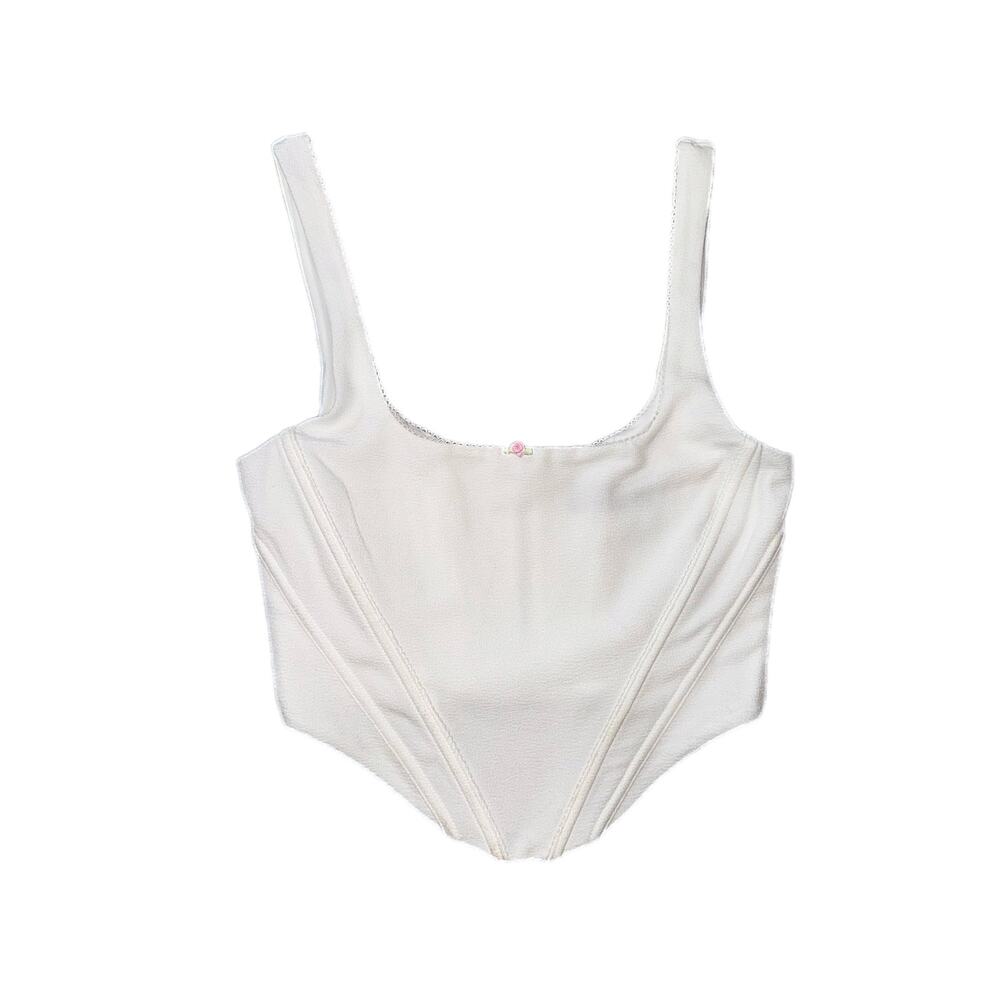 White Fox Boutique - XS White Stuck on Love Bustier - cropped corset tank top
